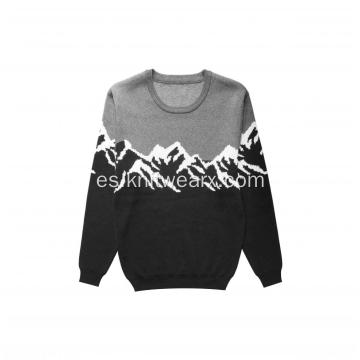 Jersey de punto con cuello redondo de jacquard Snow Mountain para hombre